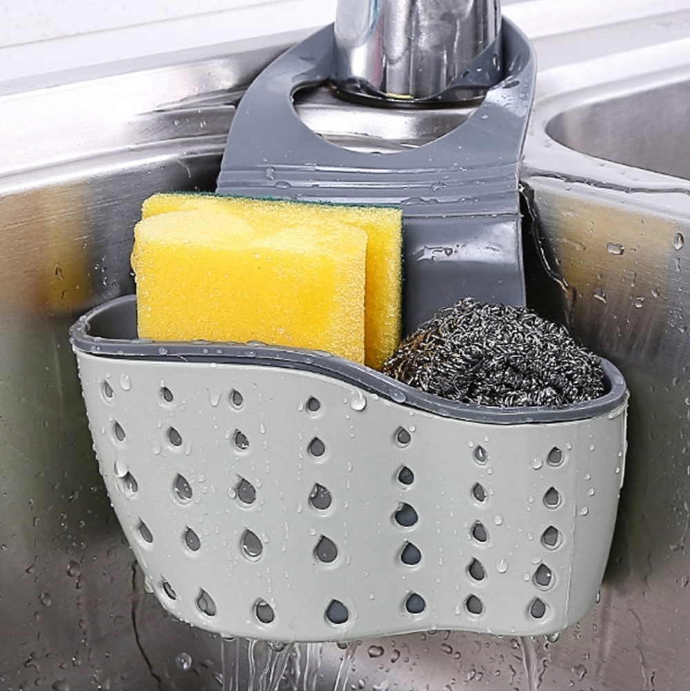Kitchen Sink Hanging Basket Organizer – Drainable Storage Rack for Sponges+Soap
